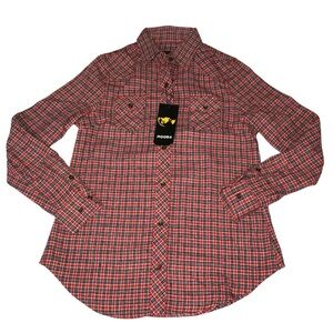 RQQBA Red Plaid Button Down Brushed Flannel Shirt - Women’s Small NWT